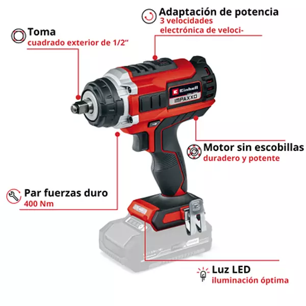 Llave De Impacto Inalámbrica Brushlees Impaxxo 18/400