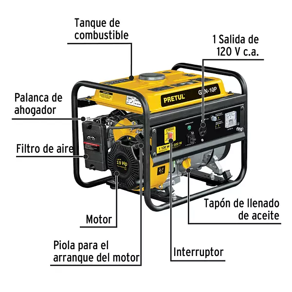 Generador Portátil 1.1 Kw Motor A Gasolina, Pretul