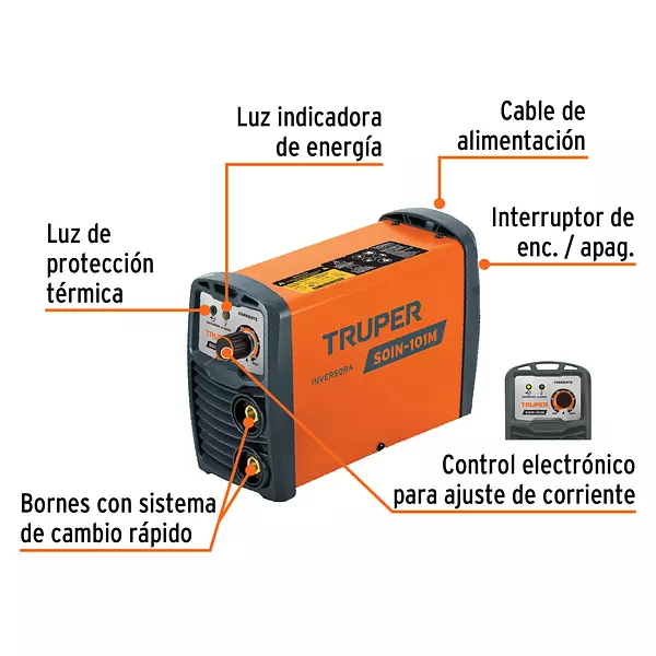 Mini Soldadora Inversora 100 A, 127 V, Truper