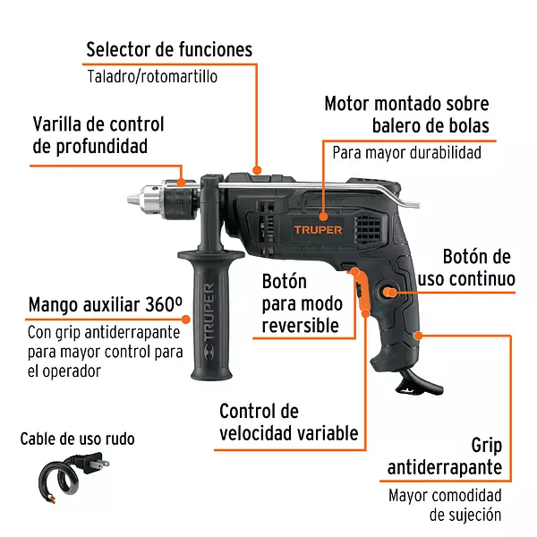 Rotomartillo 1/2", 700w, Truper Industrial