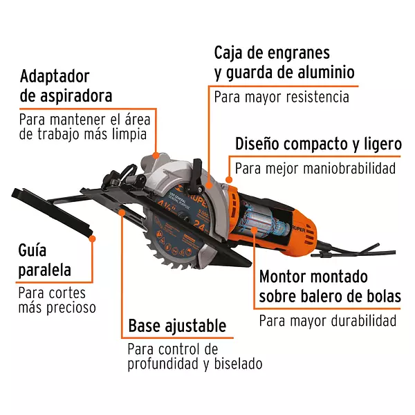 Sierra Circular Compacta 4-1/2", 750w, Truper Pro