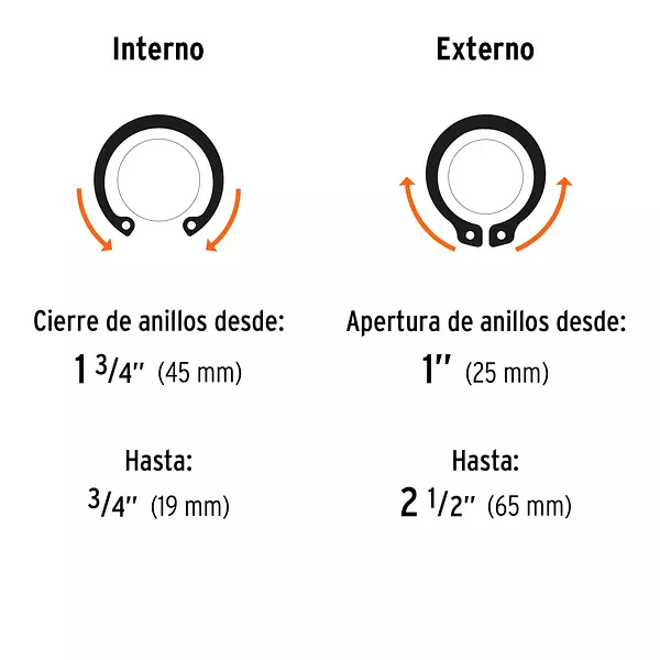 Pinza Para Anillos De Retención 6" 4 Cabezas Intercambiables