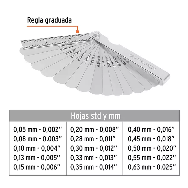 Calibrador De 15 Hojas Std / Mm, Truper